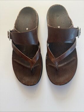 Merrell Around Town brown Leather Slide Sandals 9